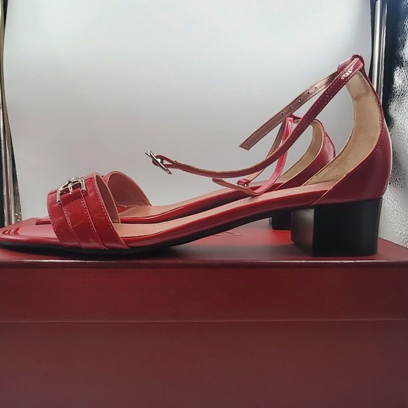 bally cloto calf patent leather women shoes sandals lipstick bnwt - Picture 2 of 12